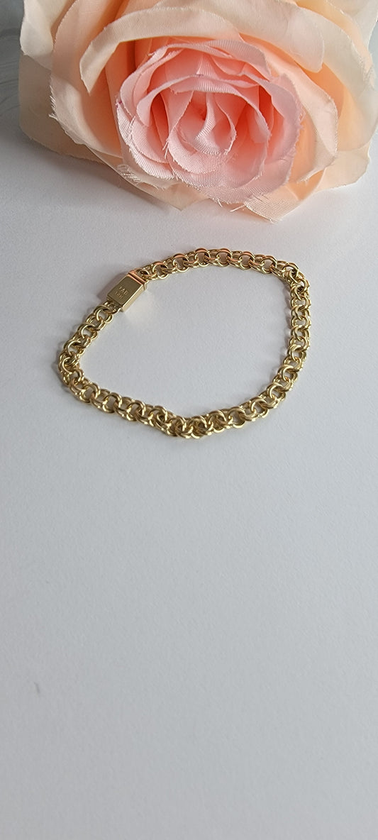 Pulsera tejido chino solida 14k